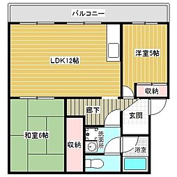 たかみマンション 2LDKの間取図画像