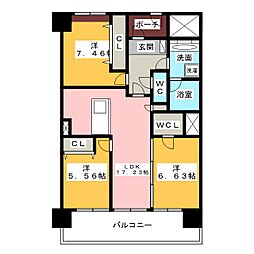 ディーグランセ鴨江 3LDKの間取図画像