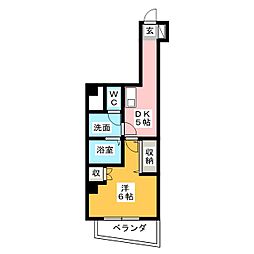 ゴールドサークル尾張町 1DKの間取図画像