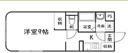 ハーヴェスト3 1Kの間取図画像