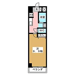 セントラルコート21 1Kの間取図画像