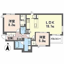 エクラージュ山手町 2LDKの間取図画像