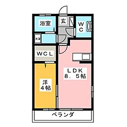 ドエル志都呂A 1LDKの間取図画像