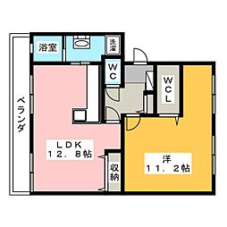 コーポラス高陽台 1LDKの間取図画像