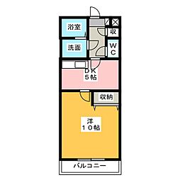 クレアトゥール・1 1DKの間取図画像