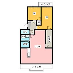 フローラ蜆塚2 2LDKの間取図画像
