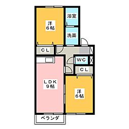 ヴィラモンターニュ 2LDKの間取図画像