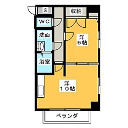 アズ・ビオス元城 1LDKの間取図画像