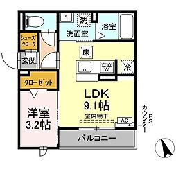 D-Hills龍禅寺III 1LDKの間取図画像
