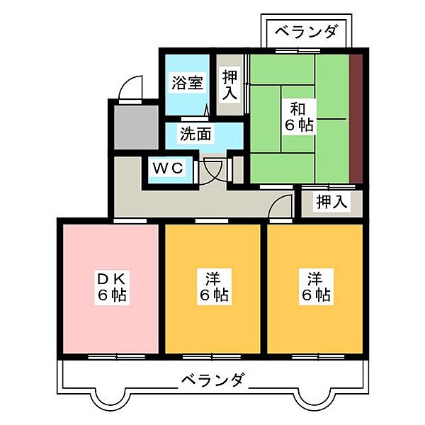 クリサンテＡ ｜静岡県浜松市中央区初生町(賃貸マンション3DK・2階・61.24㎡)の写真 その2