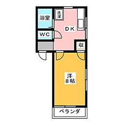 ヤングサミット2 1DKの間取図画像