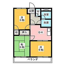 メゾン・ド・ソレイユ2 3DKの間取図画像