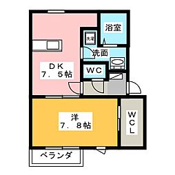 カーム城北 1SDKの間取図画像