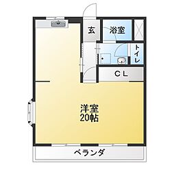 ヒルトップ和合2 ワンルームの間取図画像