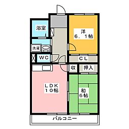 グローリー 2LDKの間取図画像