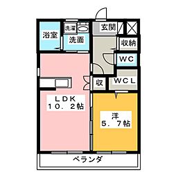 ソレアード 1LDKの間取図画像