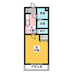 ブライト・リリカル 1Kの間取図画像