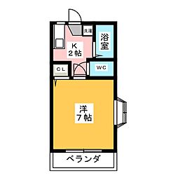 メゾンミカタD 1Kの間取図画像