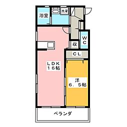 カッシーニ 1LDKの間取図画像