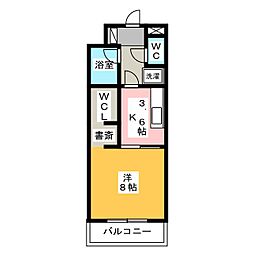 あぷと長坂 1Kの間取図画像