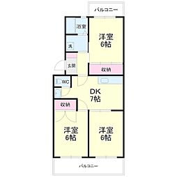 ウィンディホクエン 3DKの間取図画像