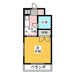 レジデンス三方が原 1Kの間取図画像