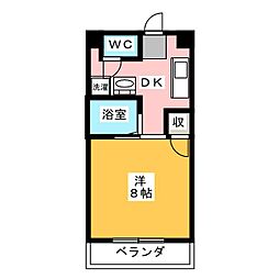 ヴァン・クール 1Kの間取図画像