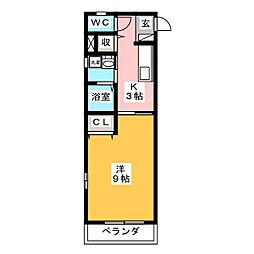 サニーコート 1Kの間取図画像