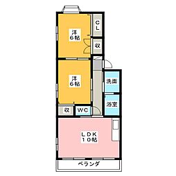 グランデージ志都呂館1 2LDKの間取図画像