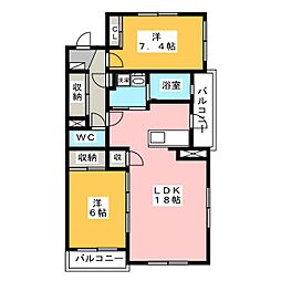 リンボックF 2LDKの間取図画像
