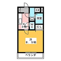 ミルフォード 1Kの間取図画像