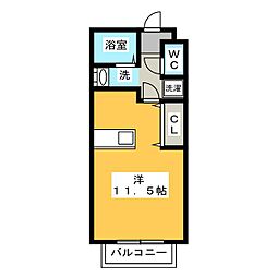 トレゾール ワンルームの間取図画像