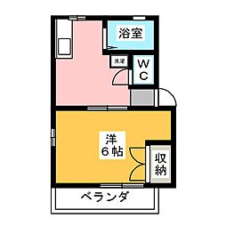 プラザラビット 1Kの間取図画像