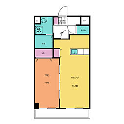 アベニュー初生 1LDKの間取図画像