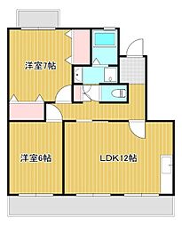 クリサンテB 2LDKの間取図画像