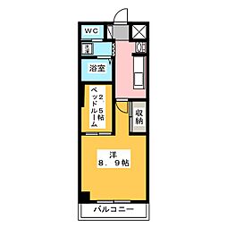 ゴールドサークル小松2 1Kの間取図画像