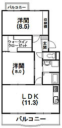 ピアンテ四ツ池 2LDKの間取図画像