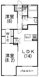 プレリエ四ツ池 2LDKの間取図画像