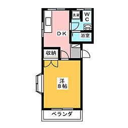 Mハイツ1 1DKの間取図画像