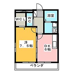 アルエット 1DKの間取図画像