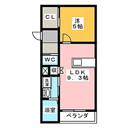 シャトーラフィネ2 1DKの間取図画像
