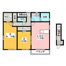 コンソラーレカーサC 2LDKの間取図画像