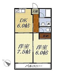 メゾンキタハマ 2DKの間取図画像