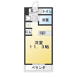 ハイライズHIRAI ワンルームの間取図画像