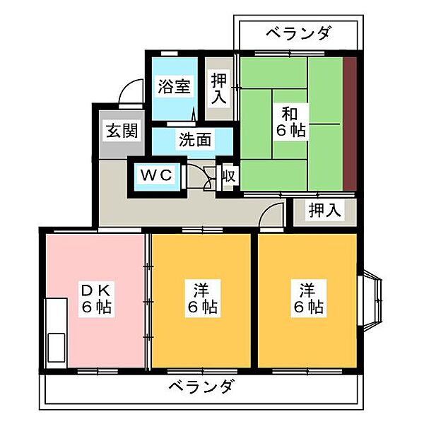 ベルミー　Ａ ｜静岡県浜松市中央区神立町(賃貸マンション3DK・4階・60.00㎡)の写真 その2