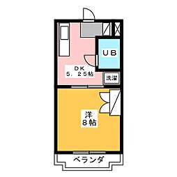 馬込川マンション 2階1DKの間取り