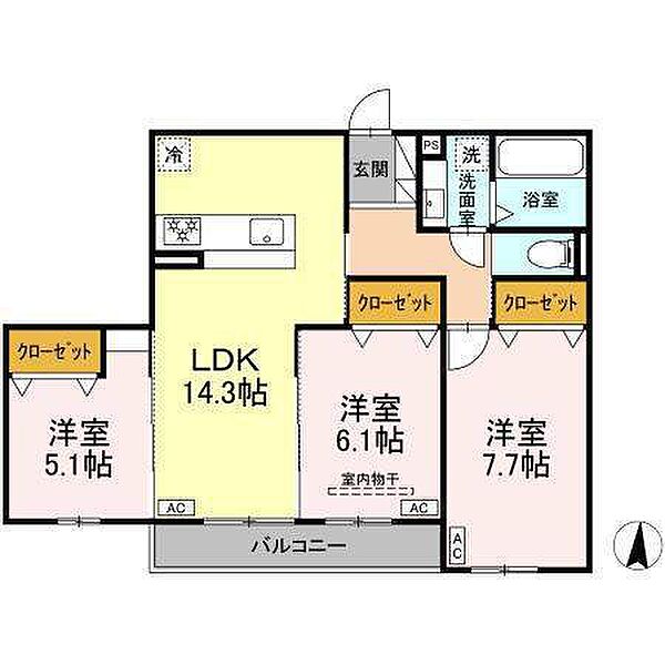 メゾン　ド　アン 302｜静岡県浜松市中央区上西町(賃貸アパート3LDK・3階・72.86㎡)の写真 その2