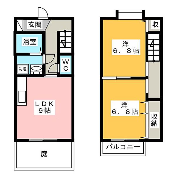 Pop　House ｜静岡県浜松市中央区和田町(賃貸テラスハウス2LDK・1階・59.62㎡)の写真 その2