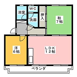 ベルハイム 2LDKの間取図画像