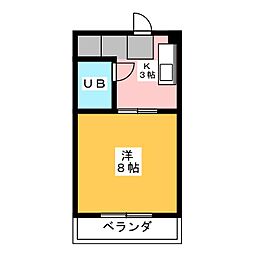 パーシモン 1Kの間取図画像